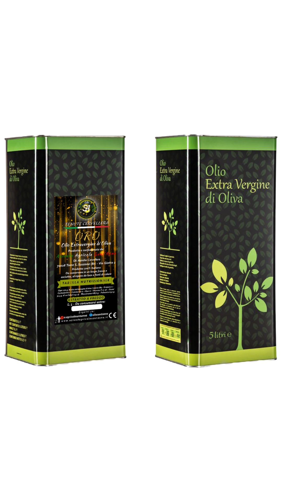 Olio Extravergine di Oliva - Lattine da 5L.